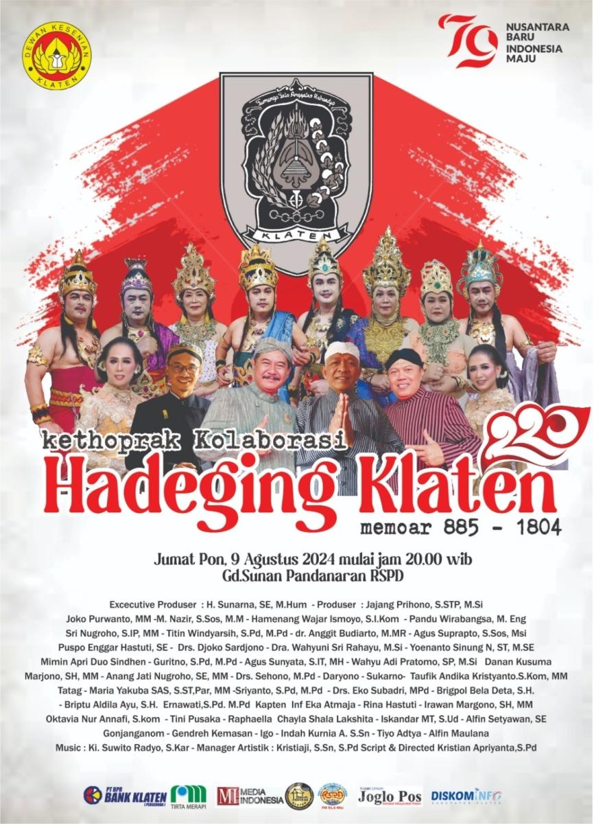 Sambut Hari Jadi Klaten ke-220 Gelar Kethoprak “Hadeging Klaten memoar antara tahun&nbsp;885-1804”