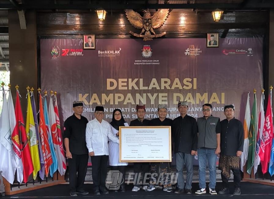 KPU Banyuwangi Pukul Gong Kampanye, Paslon Cabup – Cawabup Janji Usung Pilkada Serentak 2024&nbsp;Damai